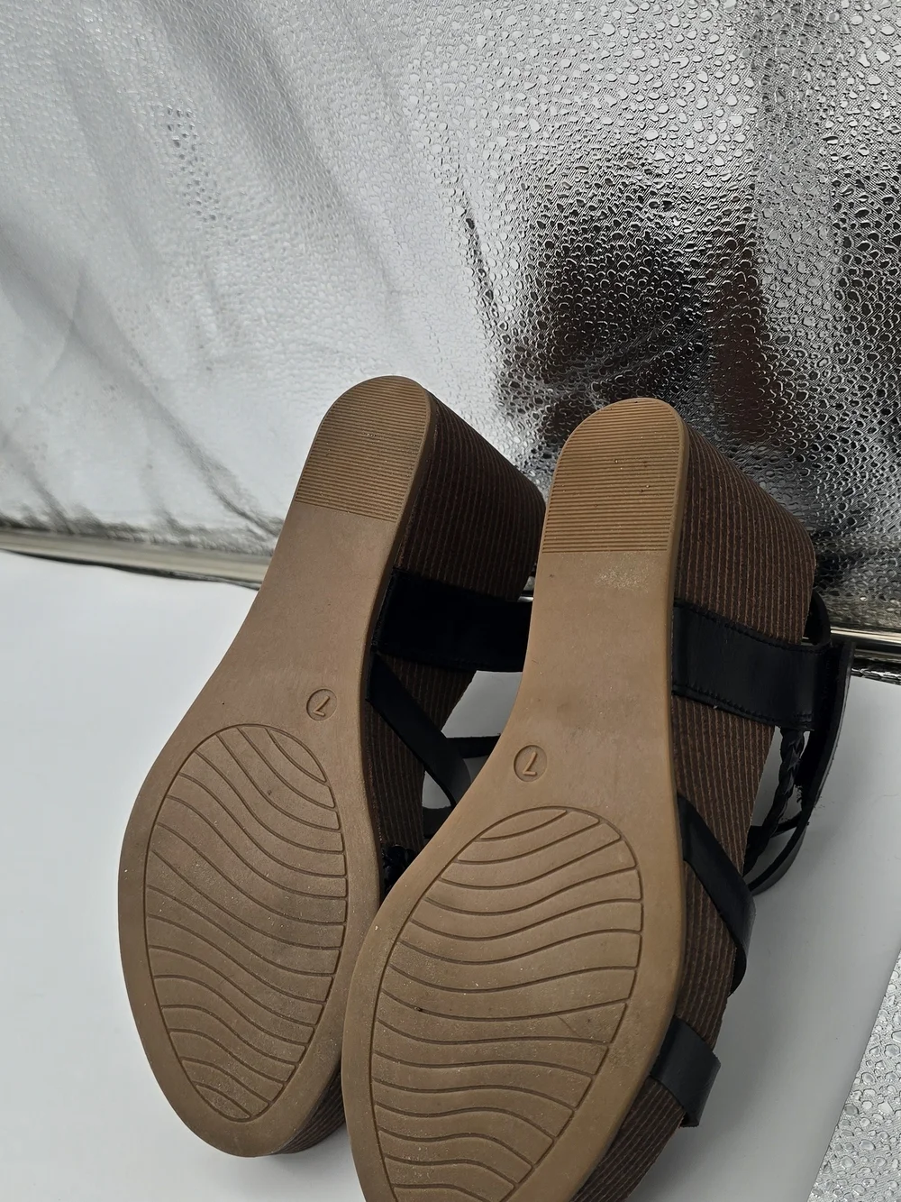 Xappeal Black Strappy Braided Wedge Sandals
